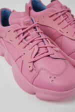 Karst Pink leather and textile sneakers for women