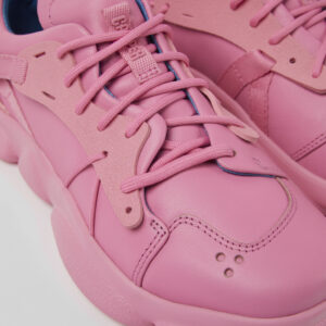 Karst Pink leather and textile sneakers for women