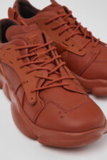 Karst Red leather and textile sneakers for women