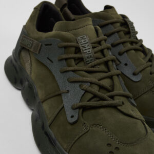 Karst Green nubuck and textile sneakers for women