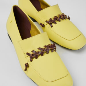 Casi Myra Yellow and brown leather loafers for women