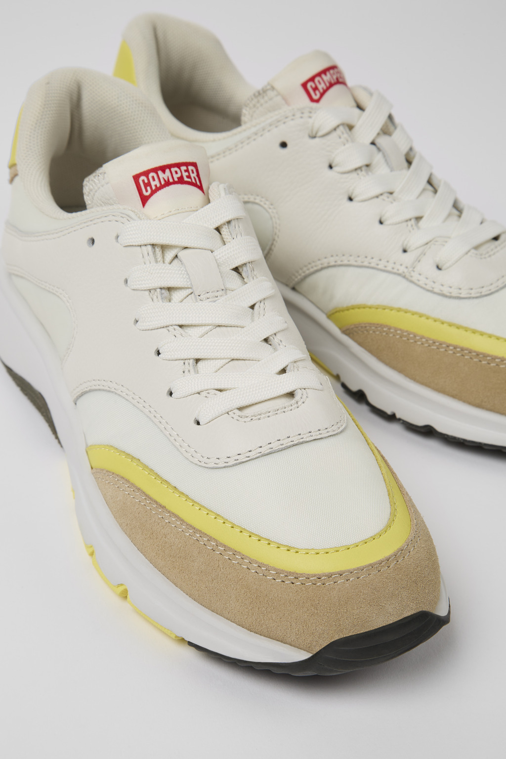 Drift White and beige textile and leather sneakers for women