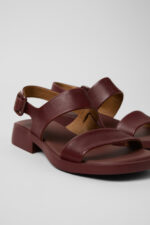 Dana Burgundy Leather Sandals for Women.