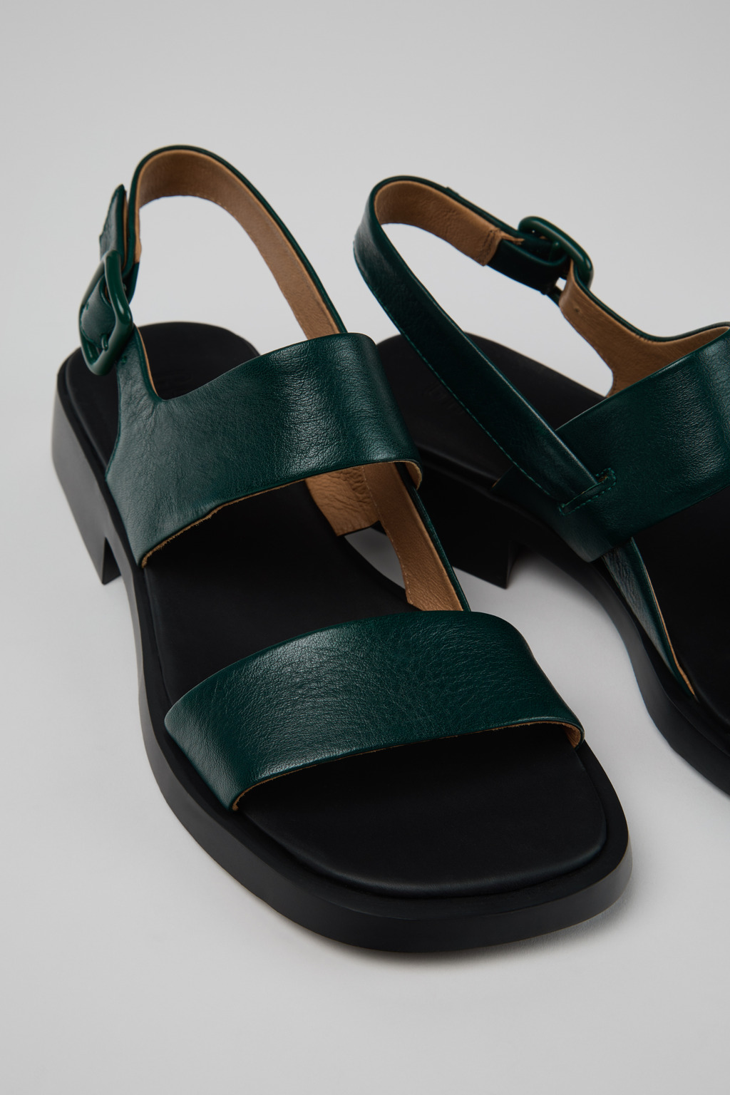 Dana Dark green Leather Sandals for Women.