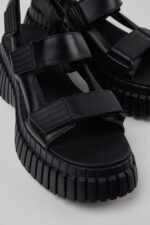 BCN Black Leather Sandals for Women.