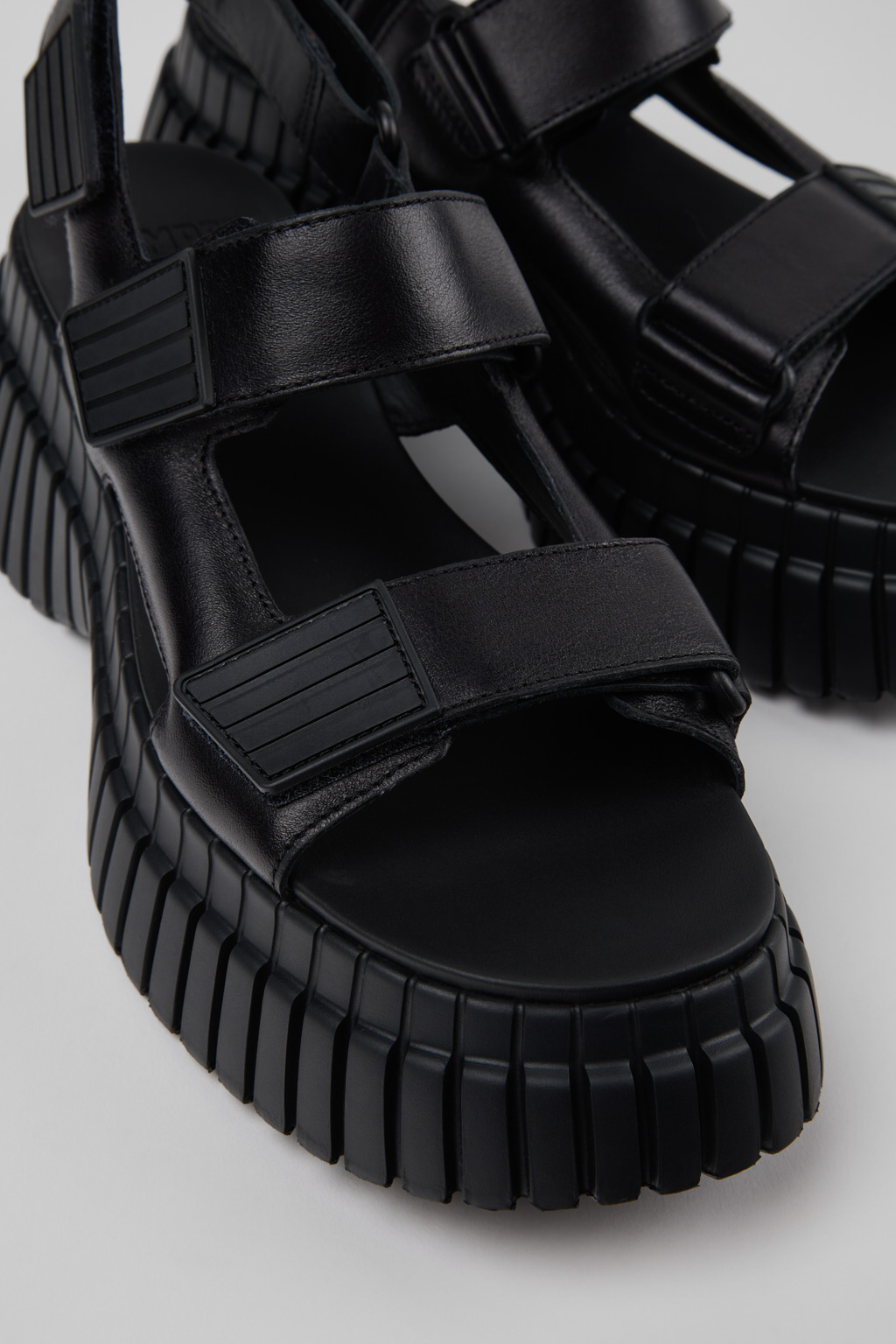 BCN Black Leather Sandals for Women.