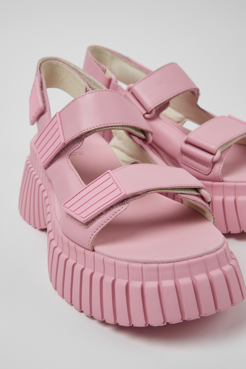 BCN Pink Leather Sandals for Women.