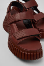 BCN Red Leather Sandals for Women.