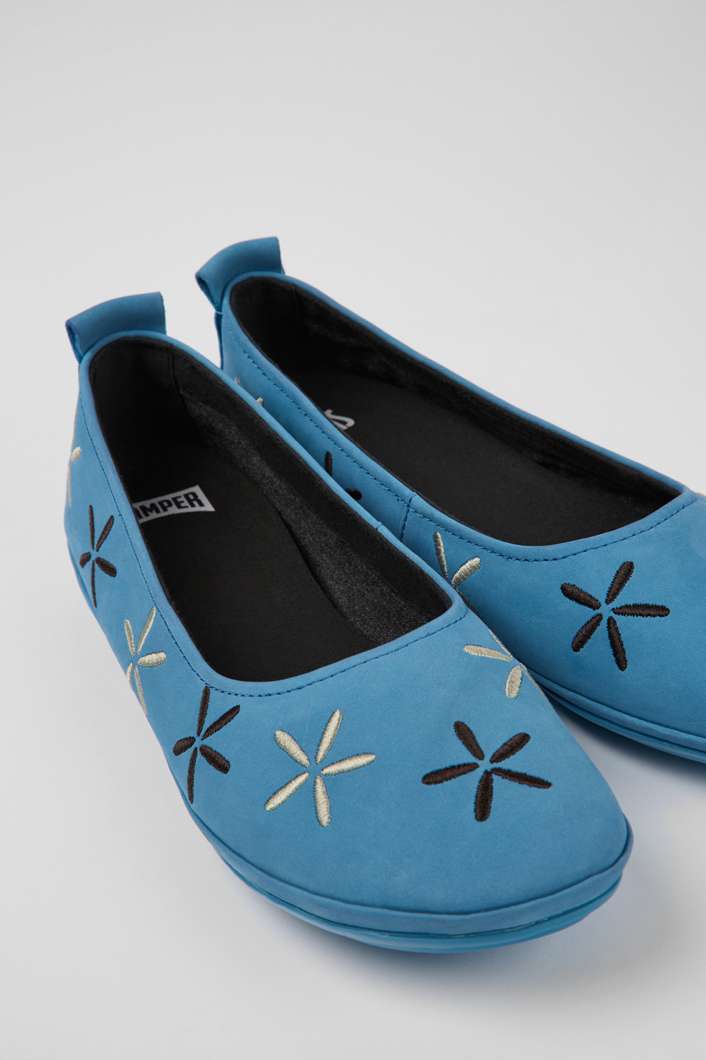 Twins Blue nubuck ballerinas for women