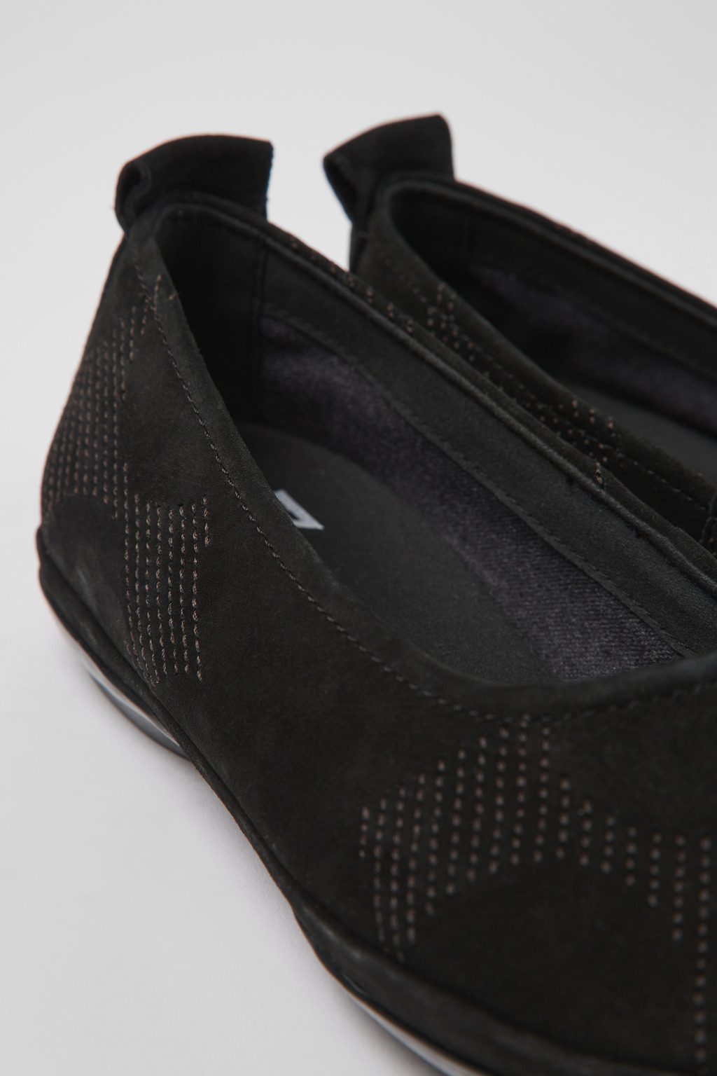 Twins Black nubuck ballerinas for women