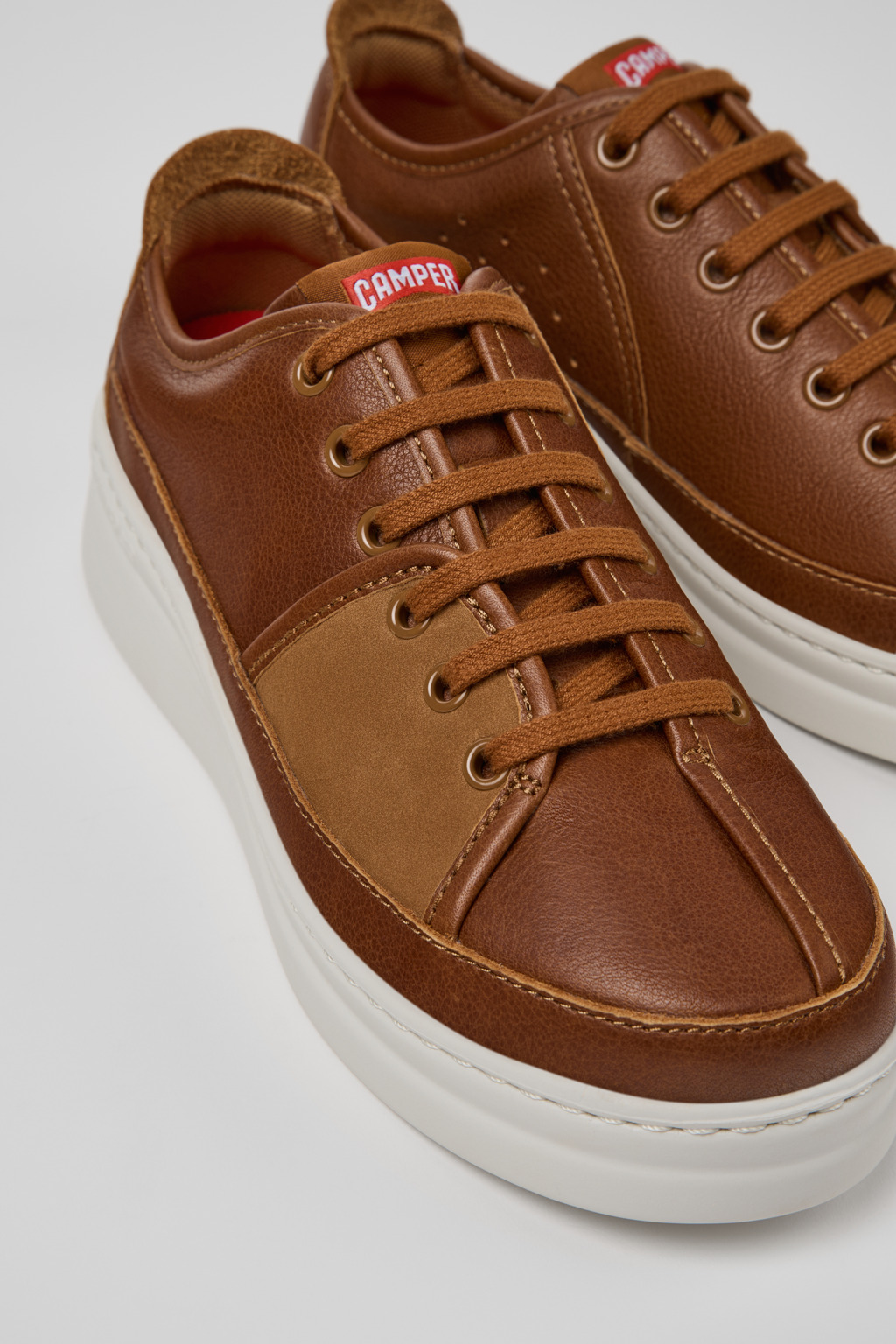 Twins Red Full Grain Sneakers for Women.