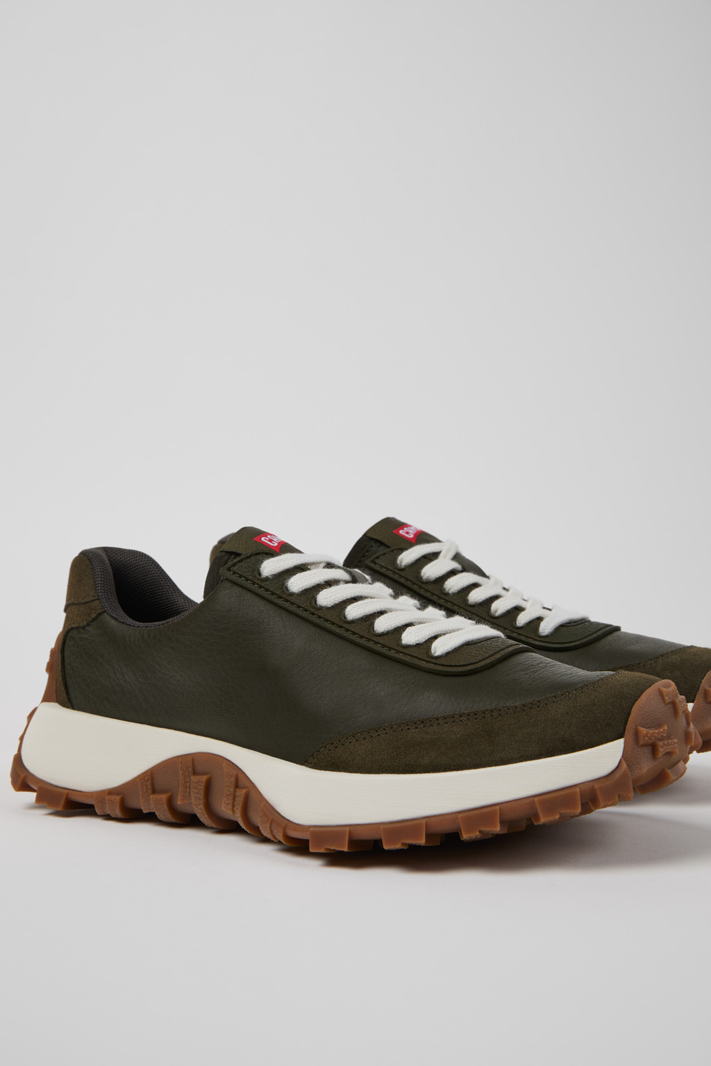Drift Trail VIBRAM Green leather and nubuck sneakers for women