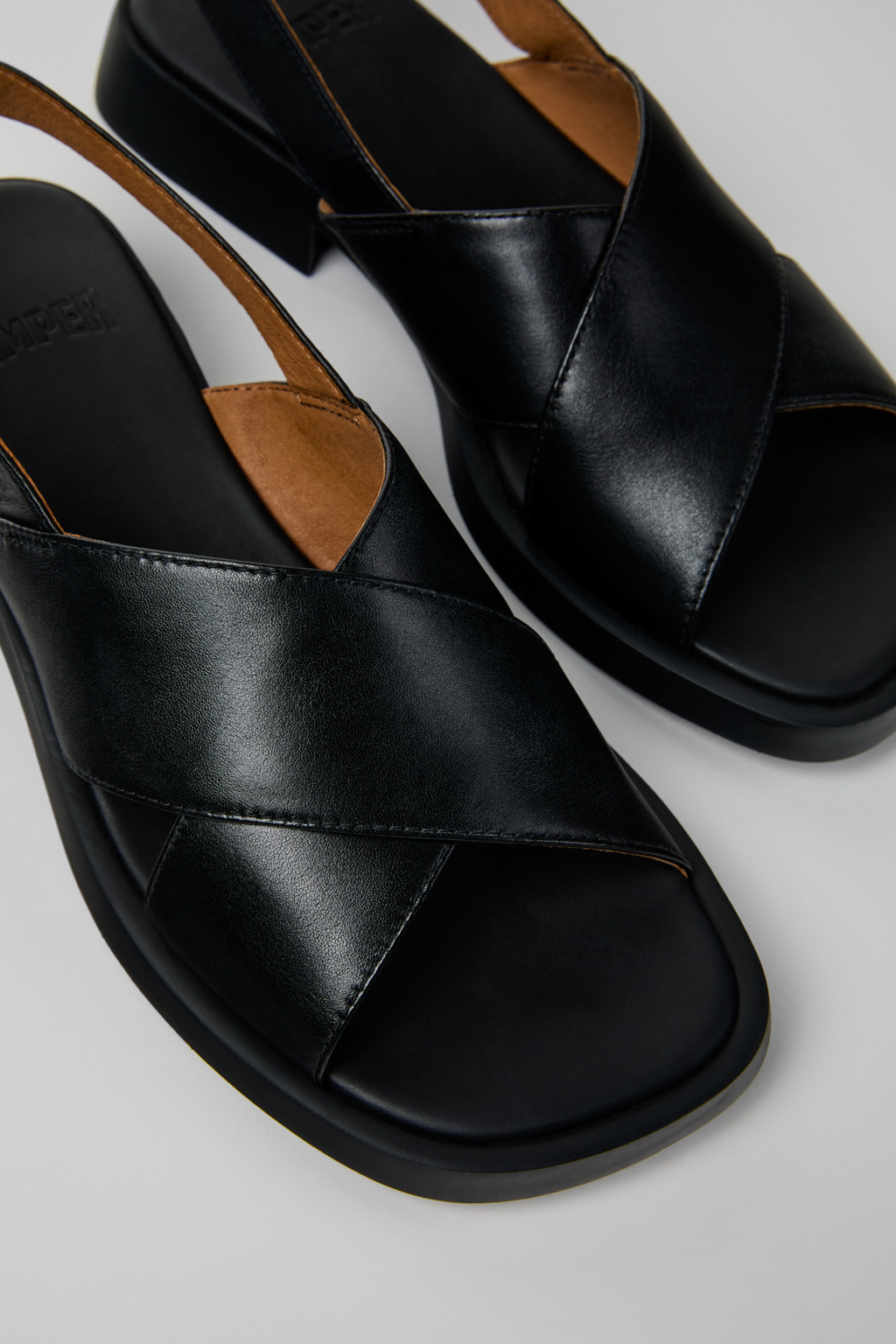 Dana Black Leather Sandals for Women.