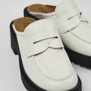 Milah White Leather Clog for Women