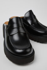 Milah Black Leather Clogs for Women