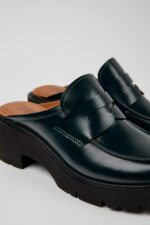 Milah Green Leather Clogs for Women