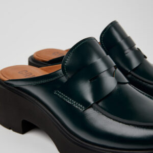 Milah Green Leather Clogs for Women