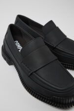 Pix Black Leather Moccasin Ballerina for Women.