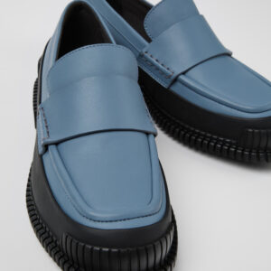 Pix Gray and Black Leather Loafer for Women