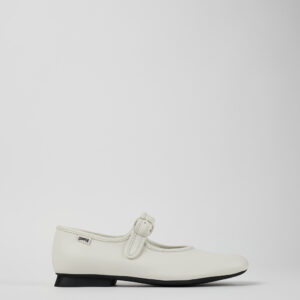 Casi Myra White Leather Ballerinas for Women.