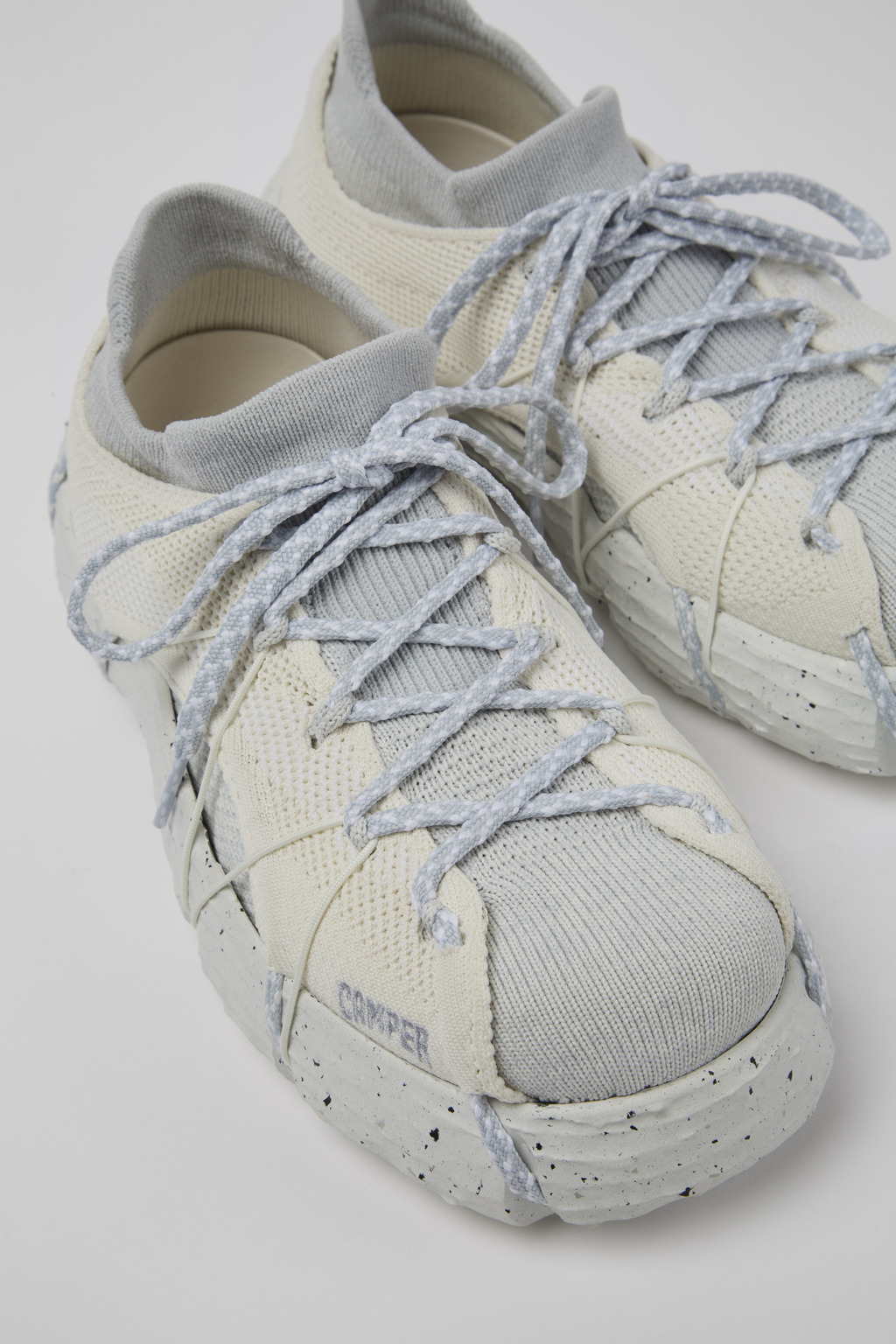 Roku White and Gray Textile Sneakers for Women.