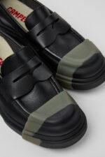 Junction Black Leather Moccasins for Women.