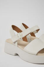 Tasha White Leather Sandals for Women.