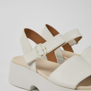 Tasha White Leather Sandals for Women.