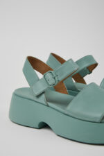 Tasha Green Leather Sandals for Women.