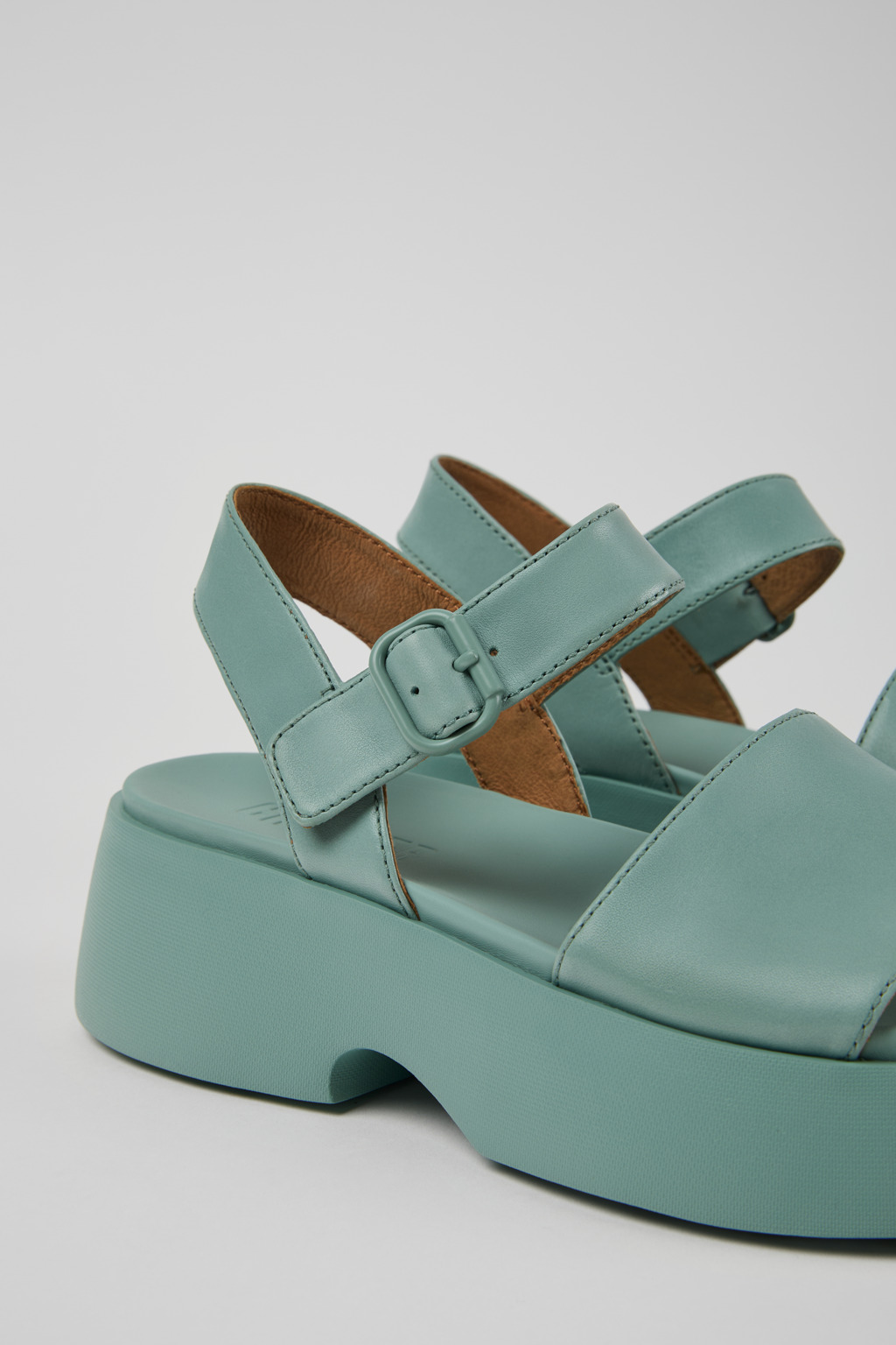 Tasha Green Leather Sandals for Women.