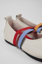 Twins White Leather Ballerina Shoes for Women with Rubber Outsoles.