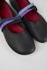 Twins Black Leather Ballerina for Women