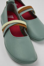 Twins Green Leather Moccasin Ballerina for Women.