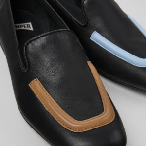 Twins Black leather ballerinas for women