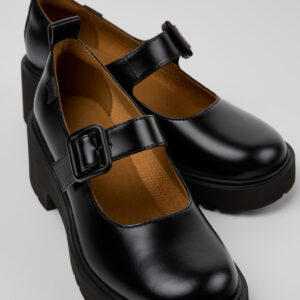 Milah Black Leather Shoes for Women.
