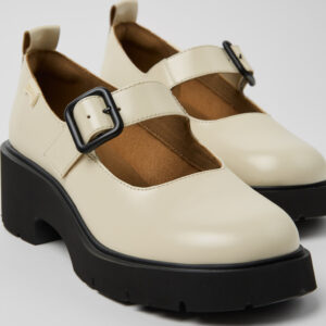Milah White Leather Women's Shoes.