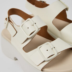 Tasha White Leather Sandals for Women.