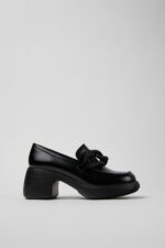 Thelma Black Leather Moccasin/Ballerina for Women.