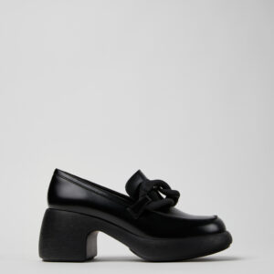 Thelma Black Leather Moccasin/Ballerina for Women.