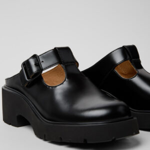 Milah Black Leather Sandals for Women.