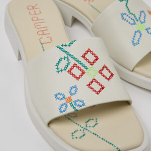 Twins White Leather Sandals for Women.