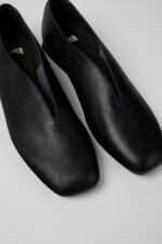 Casi Myra Black Leather Ballerinas for Women.