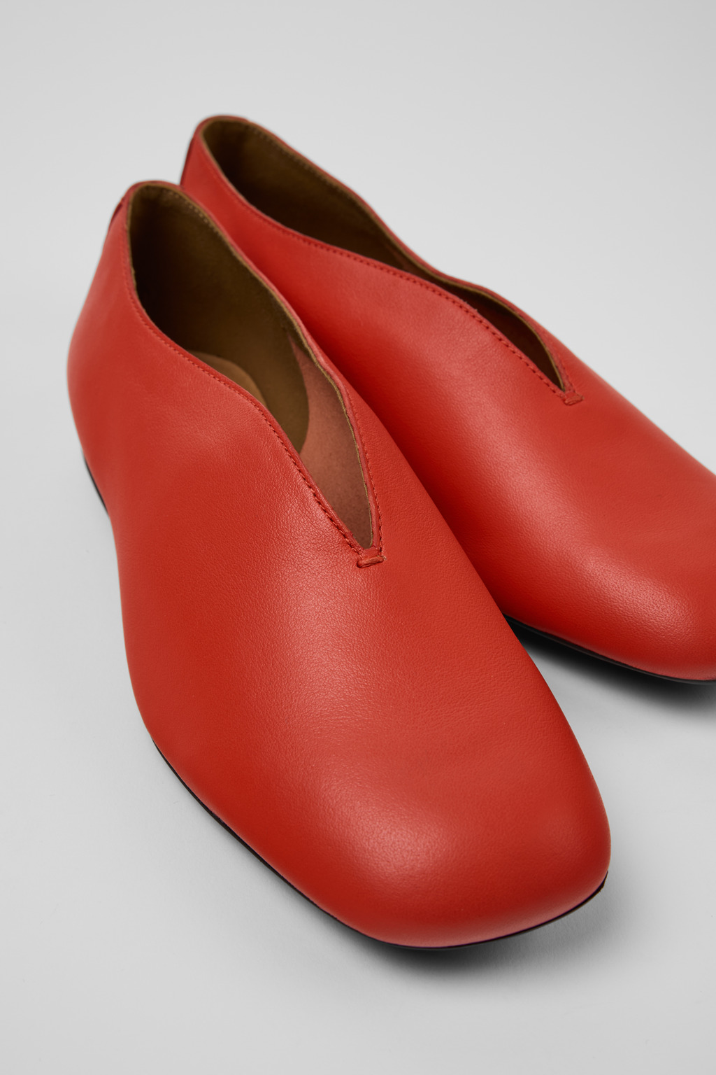 Casi Myra Red Leather Shoes for Women.