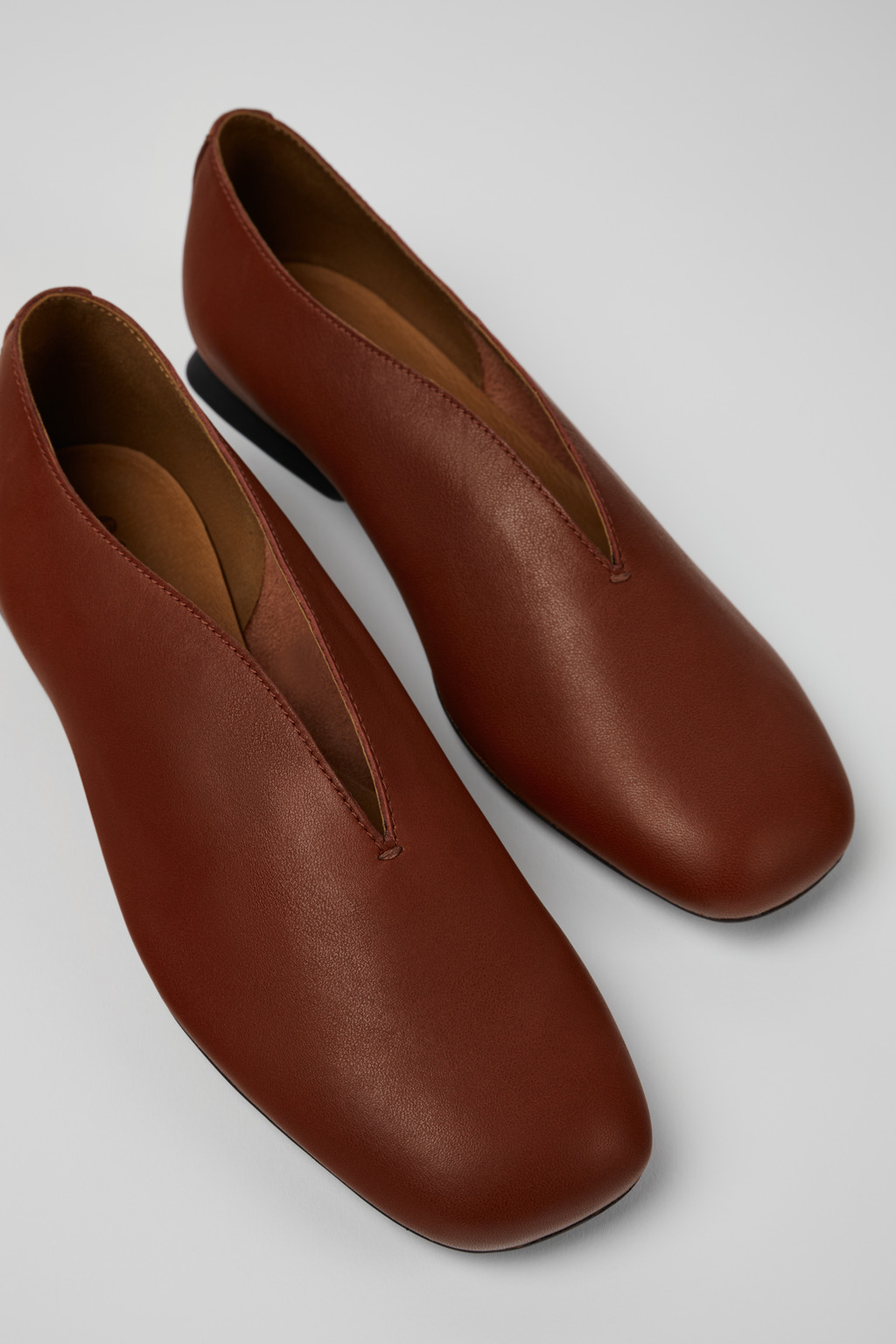 Casi Myra Red Leather Shoes for Women.
