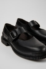 Pix Black Leather Shoes for Women.