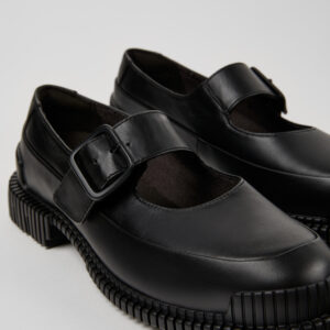 Pix Black Leather Shoes for Women.