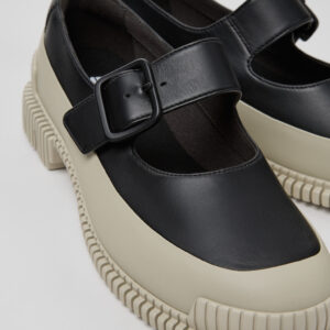 Pix Black and Gray Leather Shoes for Women.