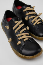 Twins Black Leather Women's Shoe.
