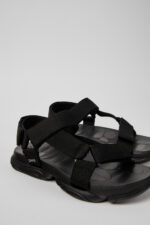 Karst Sandal Black Textile Sandals for Women.