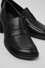 Kora Black Leather Moccasins for Women.